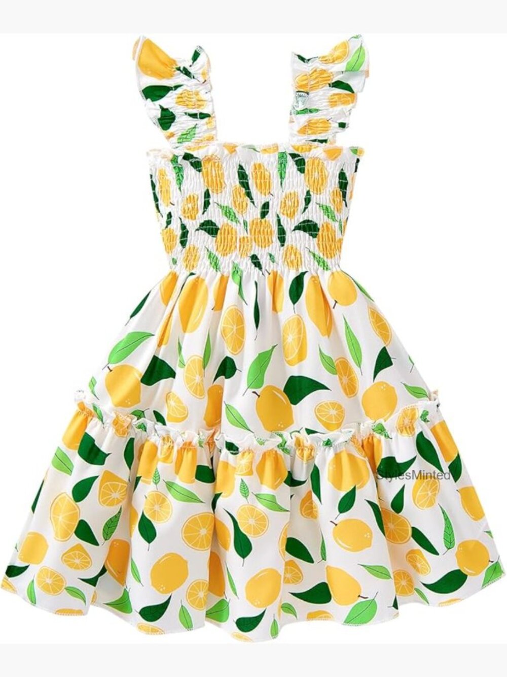 Little Girls Flutter Sleeve Swing Dress Toddler Summer Party Sundress